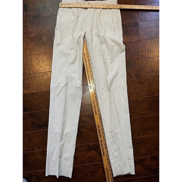 Bill’s Khakis NWT Blue Striped Straight Leg rigid Hem Cotton Pant Men 32x38 - Picture 5 of 7